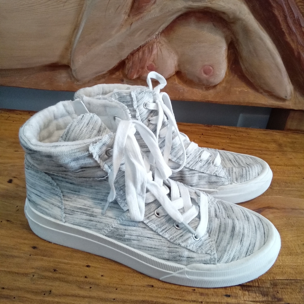 Roxy Rae Size 9 Gray High-Top Sneakers Lace-up & Side Zipper